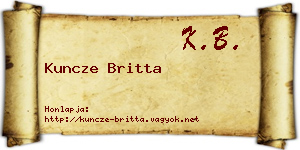 Kuncze Britta névjegykártya